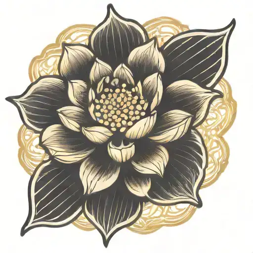 Gold Lotus Flower Blooming
