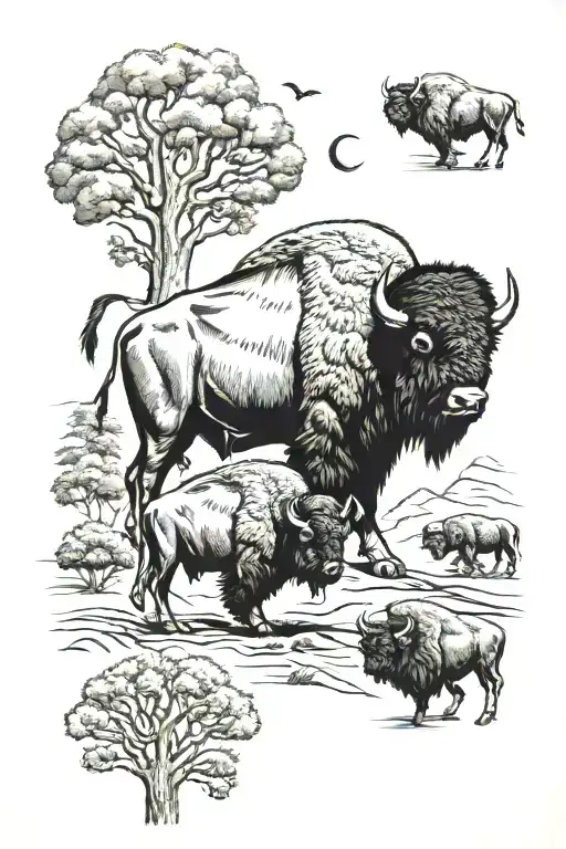 Bison And Family Tree