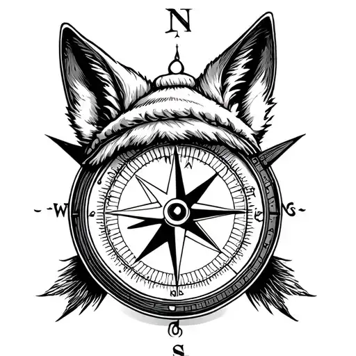 A Compass With Fox Ears Above His Woolly Hat