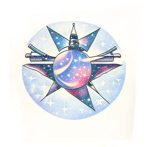 Telescope With Stars And Galaxies In The Background