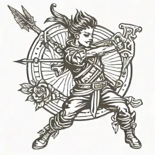 Punk Symbols And Sagittarius Archer Shooting An Arrow