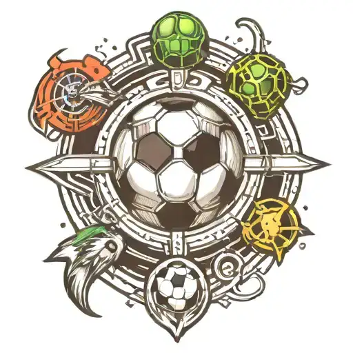 A Traditional Tattoo Of A Soccer Ball Morphing Into A Ben 10 Watch