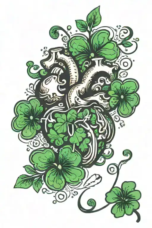 Heart Resting On Four Leaf Clovers Made Of Puzzles Pieces