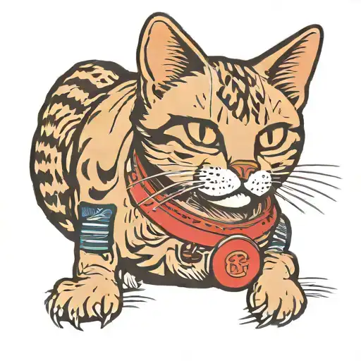 A Traditional Tattoo Of A Cat Wearing Athletic Gear