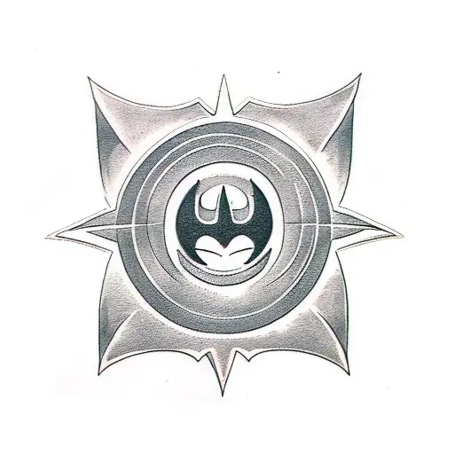 Batman With Black Sun Logo On His Back