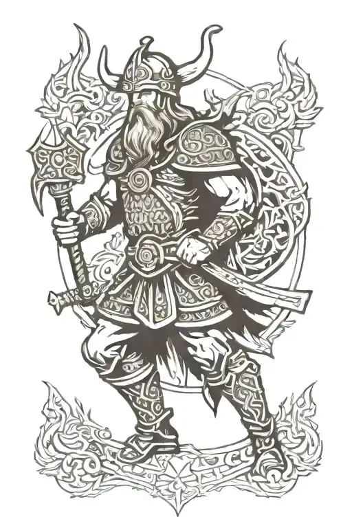 Viking Warrior And Odin
