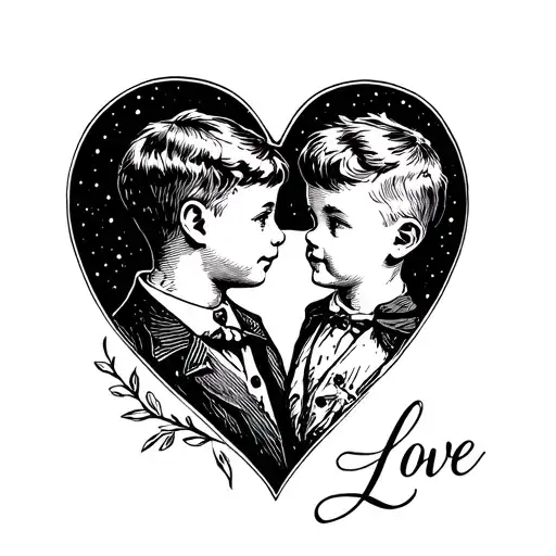 Boy Written On Heart Symbolizing Love