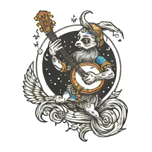 Moon Playing Banjo