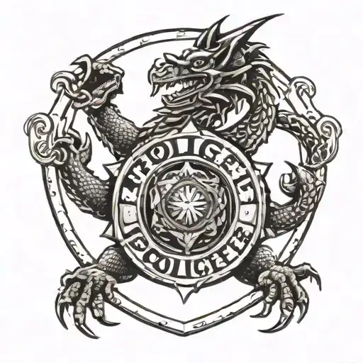 Police Badge With A Dragon Wrapped Around It