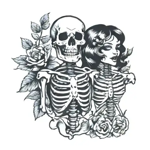 Skeleton And Girl Couple
