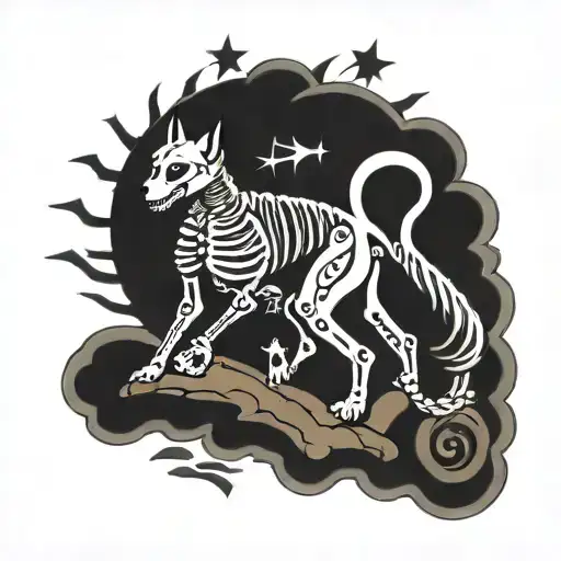 Skeleton And Wolf