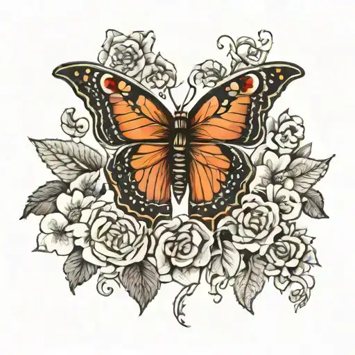 Butterfly Skull Mandala Flower