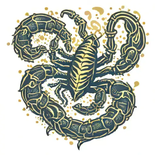 Scorpion With Gold Spray Paint Splatter Background
