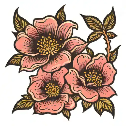 Two Pink Flowers On A Black Background