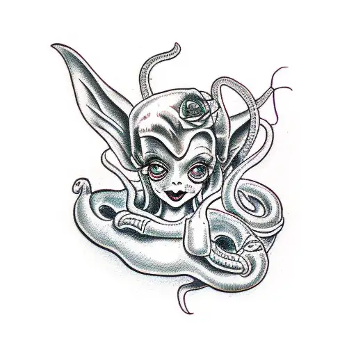 Succubus Holding Snake And Human Heart