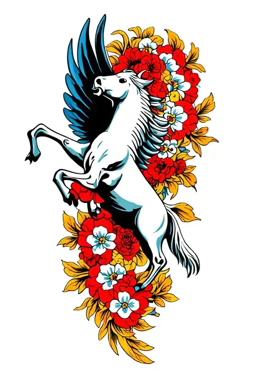 Verticle Repeating Pattern Pegasus Flying