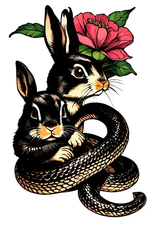Snake With A Bunny Rabbit Holding