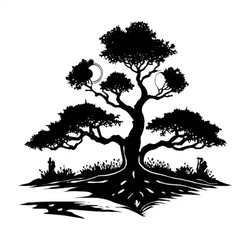 Desert Sun And Tree Of Life