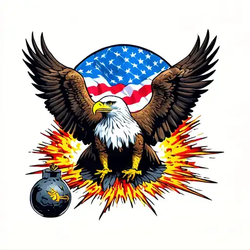 Bald Eagle And Bomb Explosion