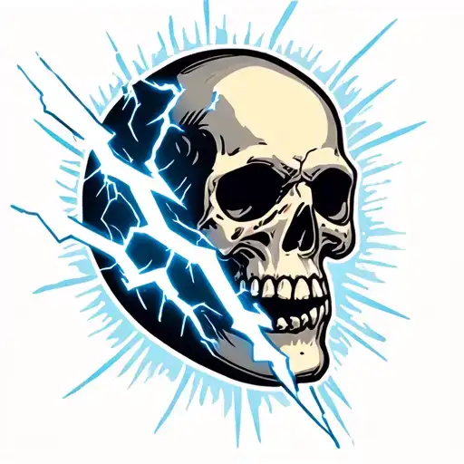 Skull With Lightning Bolt Going Through It