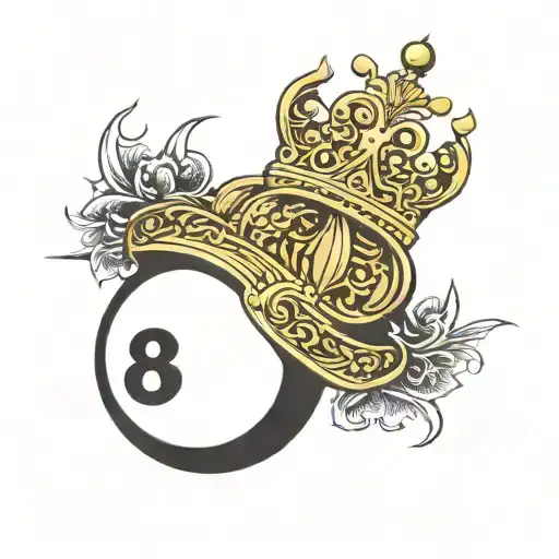 A Billiard 8 Ball With A Golden Crown