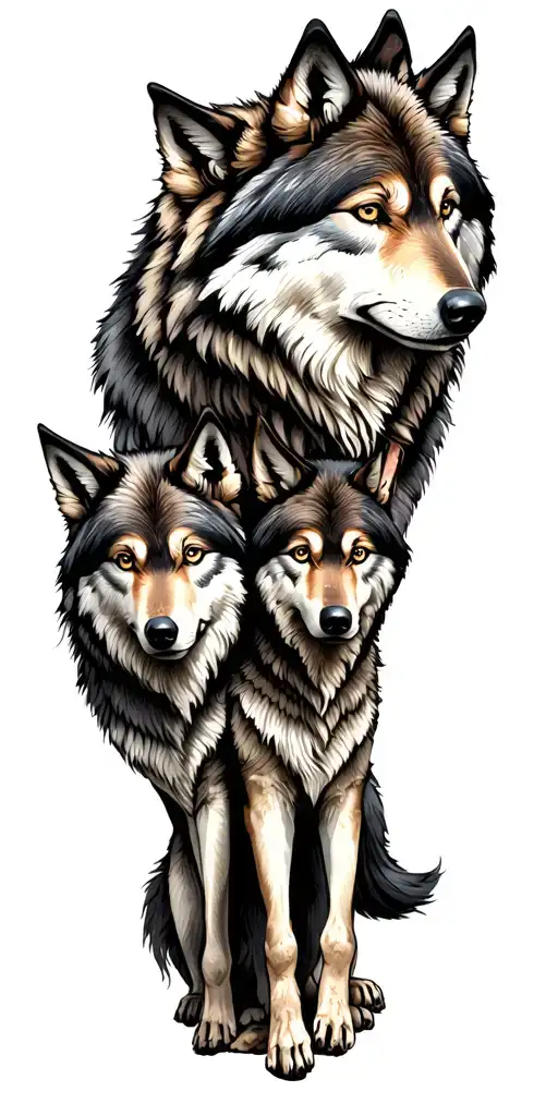 Wolf Pack Family 2 Children Husband And Wife