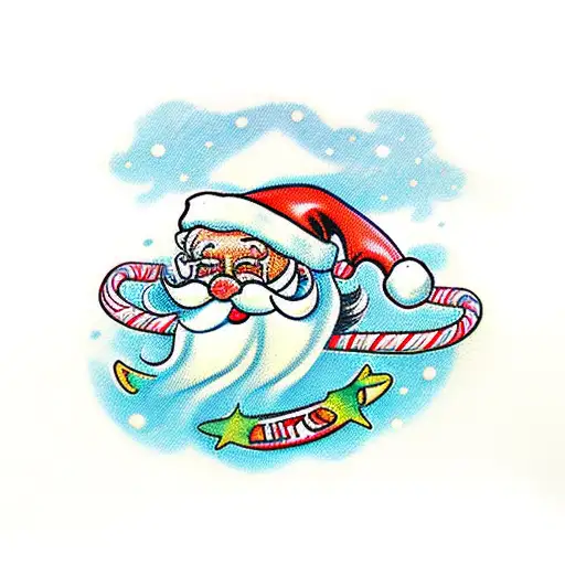 Santa Snorkeling With Little Girl