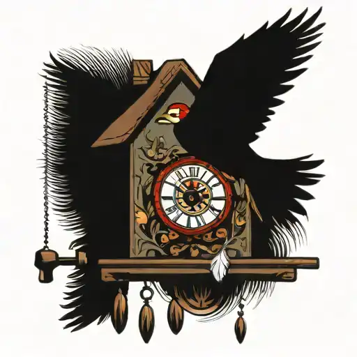 A Cuckoo Clock In Wich The Bird's Feather Are Falling