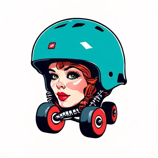 Roller Derby Helmet Cartoon Fifties