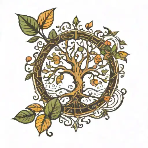A Traditional Style Tree Of Life With Musical Symbols As Leaves And Branches