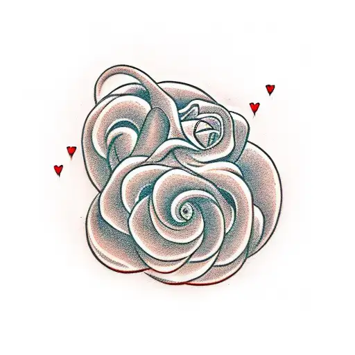 Infinity Symbol Made Of Hearts A Single Stemmed Rose Through Center