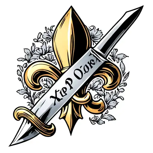 Fleur-de-lis With A Dagger With Xp Written On It
