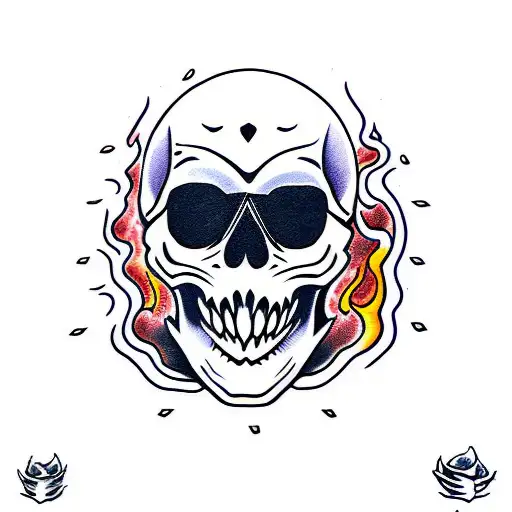 Evil Ghost Skull With Fire