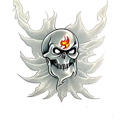 Evil Ghost Skull With Fire