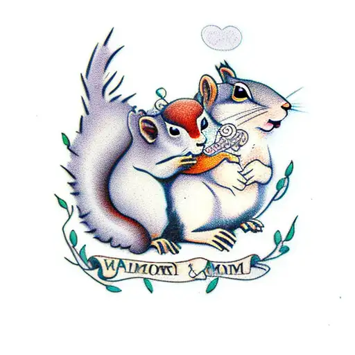 Baby And Mom Squirrel