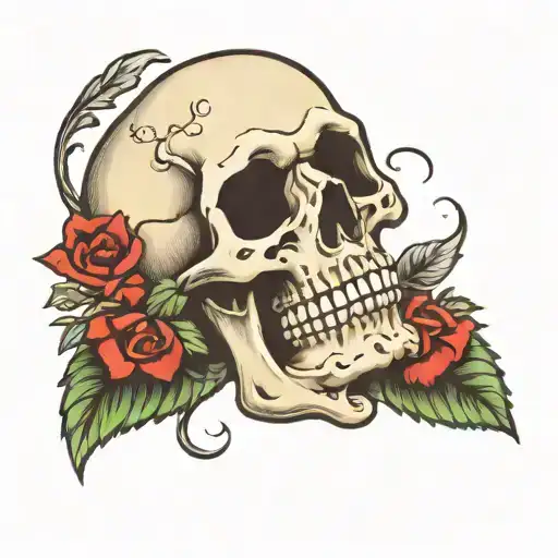 Skull Traditional Back Tattoo Design