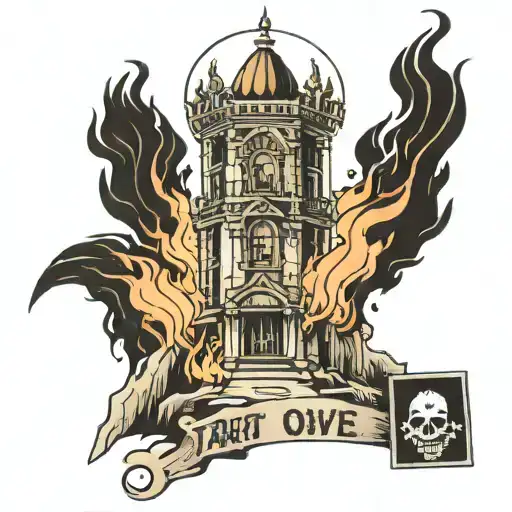 Tarot Card Tower In Flames Shoulder