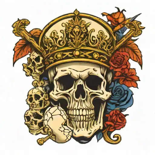 Tarot Card Skull Emperor On The Skulll Throne Shoulder