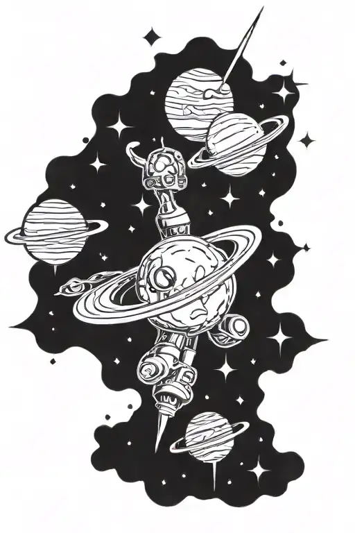 Glaxay Space Surrounded By Planets