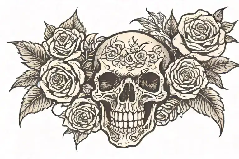 Skeleton Hands Strangle The Neck In Roses And Burning Money