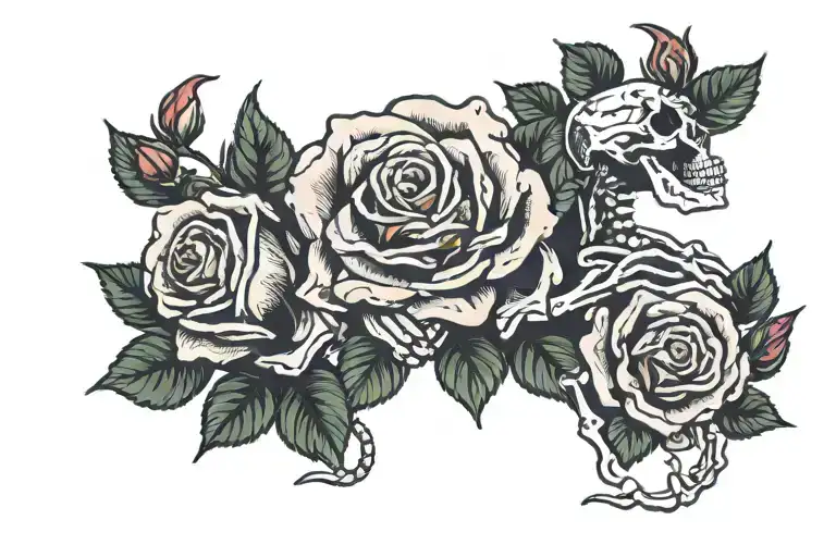 Skeleton Hands Strangle The Neck In Roses