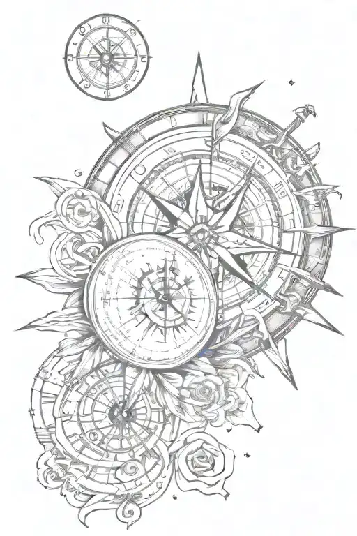 Wind Rose And Compass Rose Surrounded Bij Musicnotes
