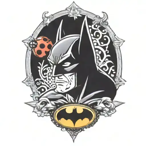 Batman Symbol Intertwined With Lady Bug Surrounded