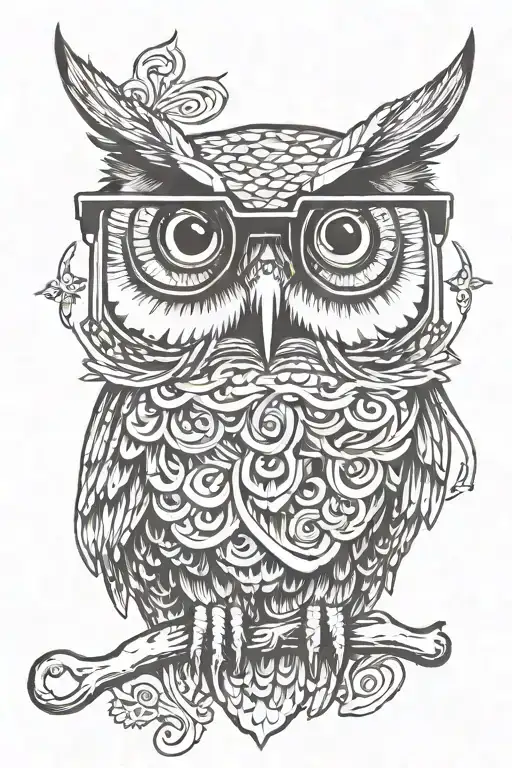 Owl With Square Frame Glasses