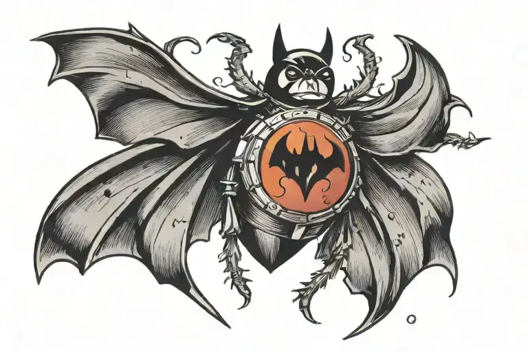Batman Logo And A Ladybug Sitting On Top View