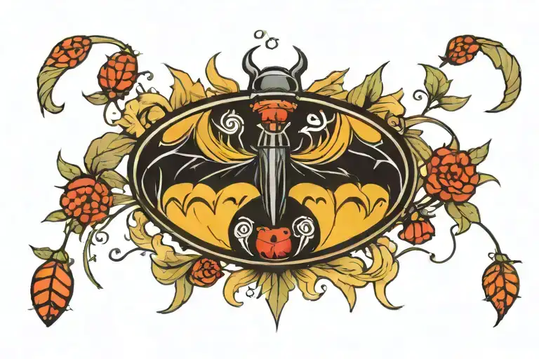 Batman Logo And A Ladybug Sitting On Top View