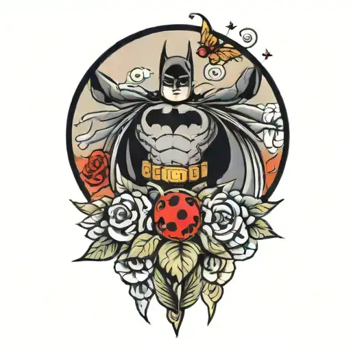 Batman Symbol And A Ladybug Perched Atop