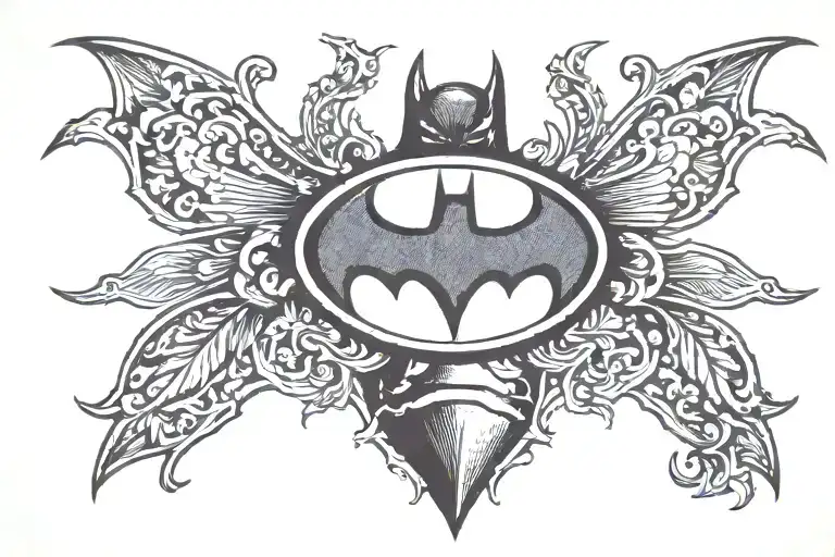 Batman Symbol With A Ladybug Perched Atop