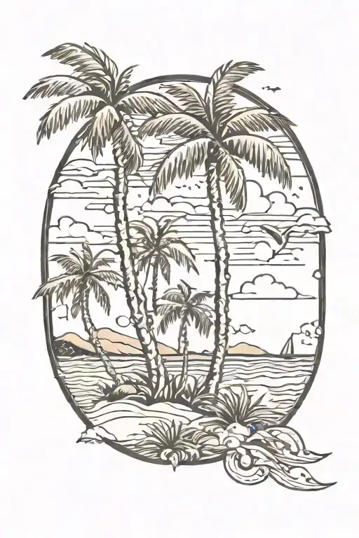 Beach Scene With Palm