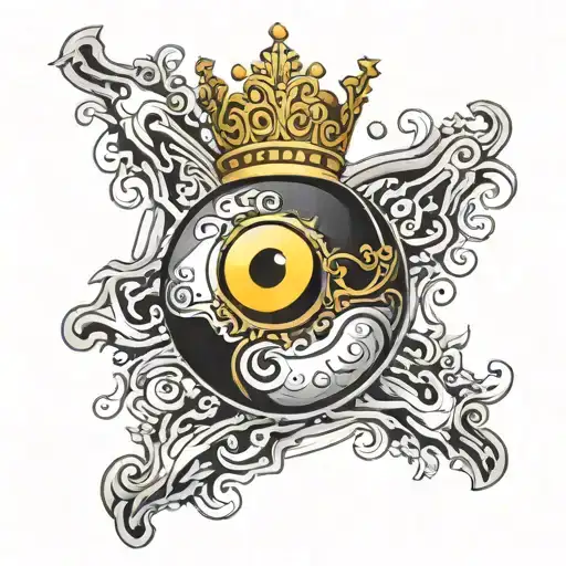 Detailed Billiard 8 Ball With A Golden Crown On Top